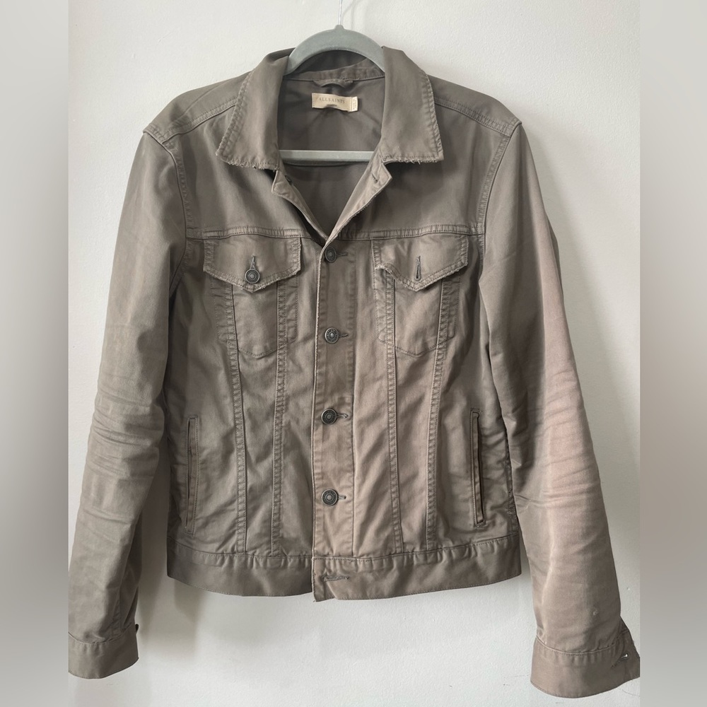 AllSaints Belize Jacket. Military style in dark khaki colour.